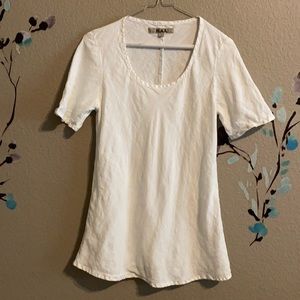 Flax White Short Sleeve Blouse